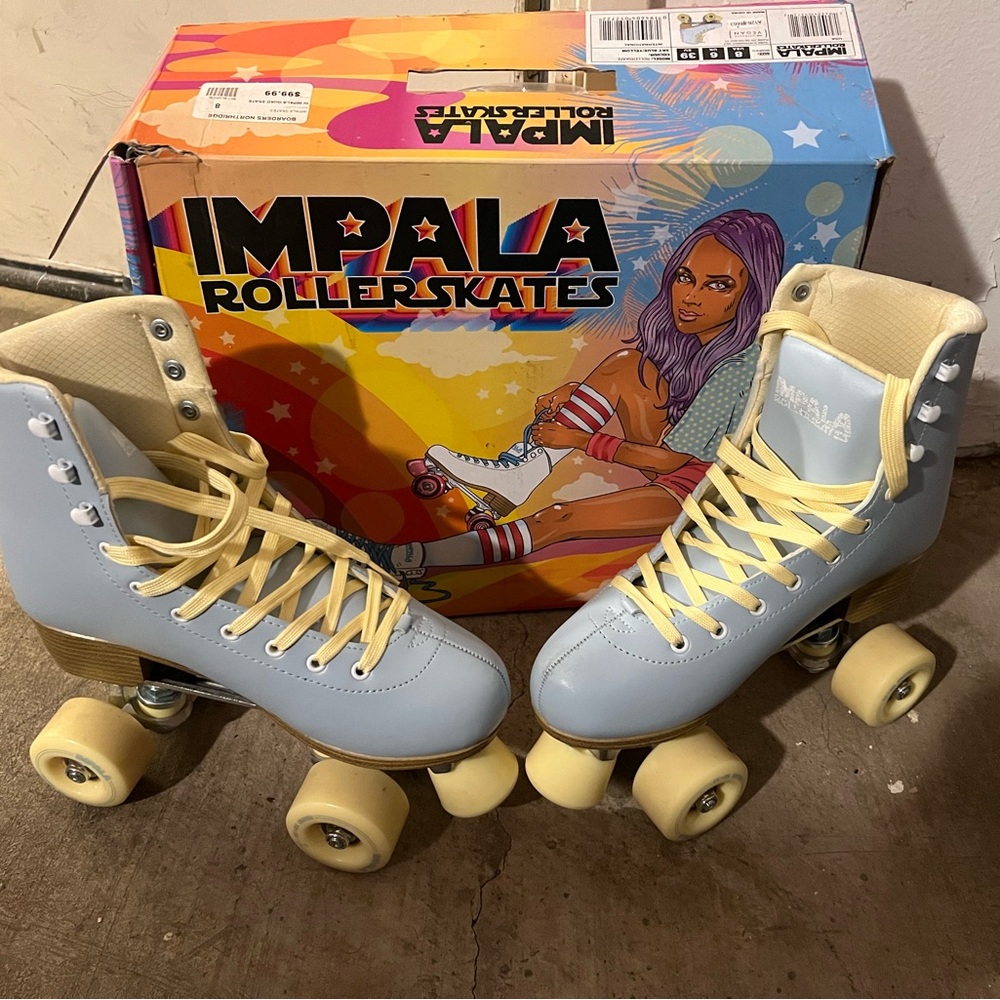 Impala Blue Roller Skates with Cream Laces